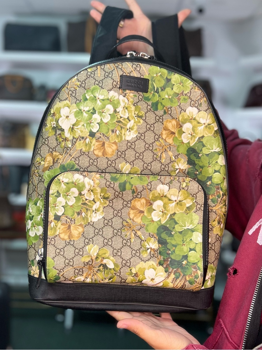 Sale! GUCCI RARE GREEN FLORAL BACKPACK NO PROMO